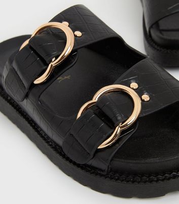 croc double strap sandals