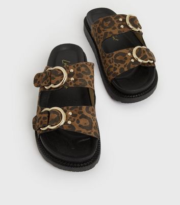 New look leopard print on sale sliders