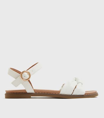 White Knot Strap Sandals New Look