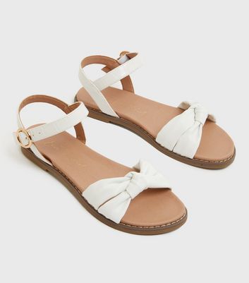 White Knot Strap Sandals New Look