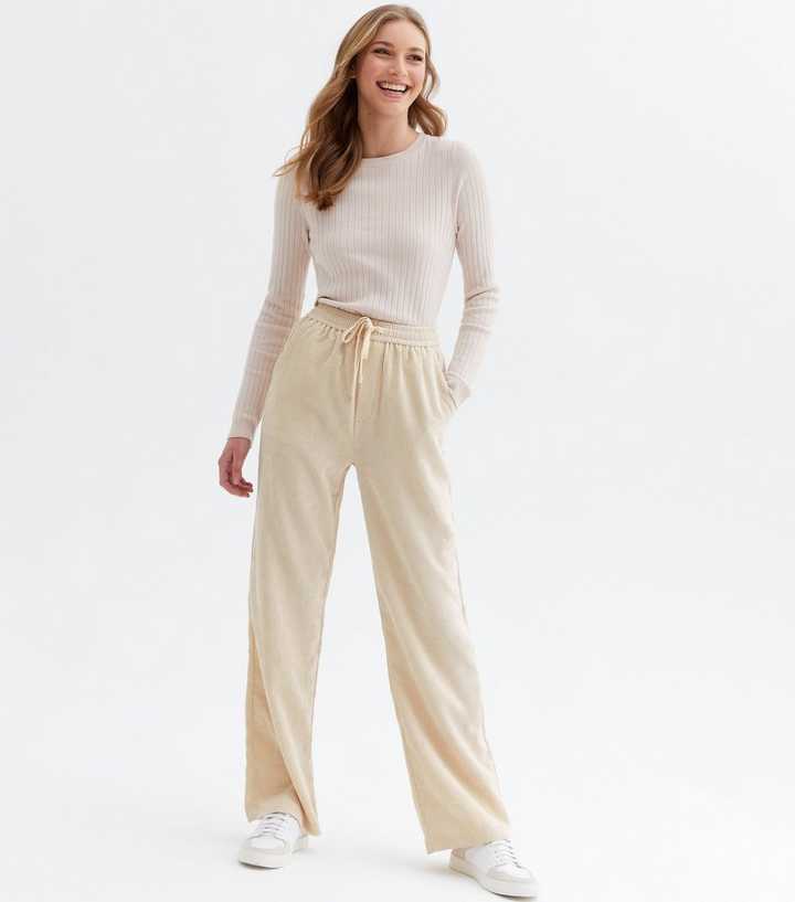 Stone Cord Wide Leg High Waist Joggers