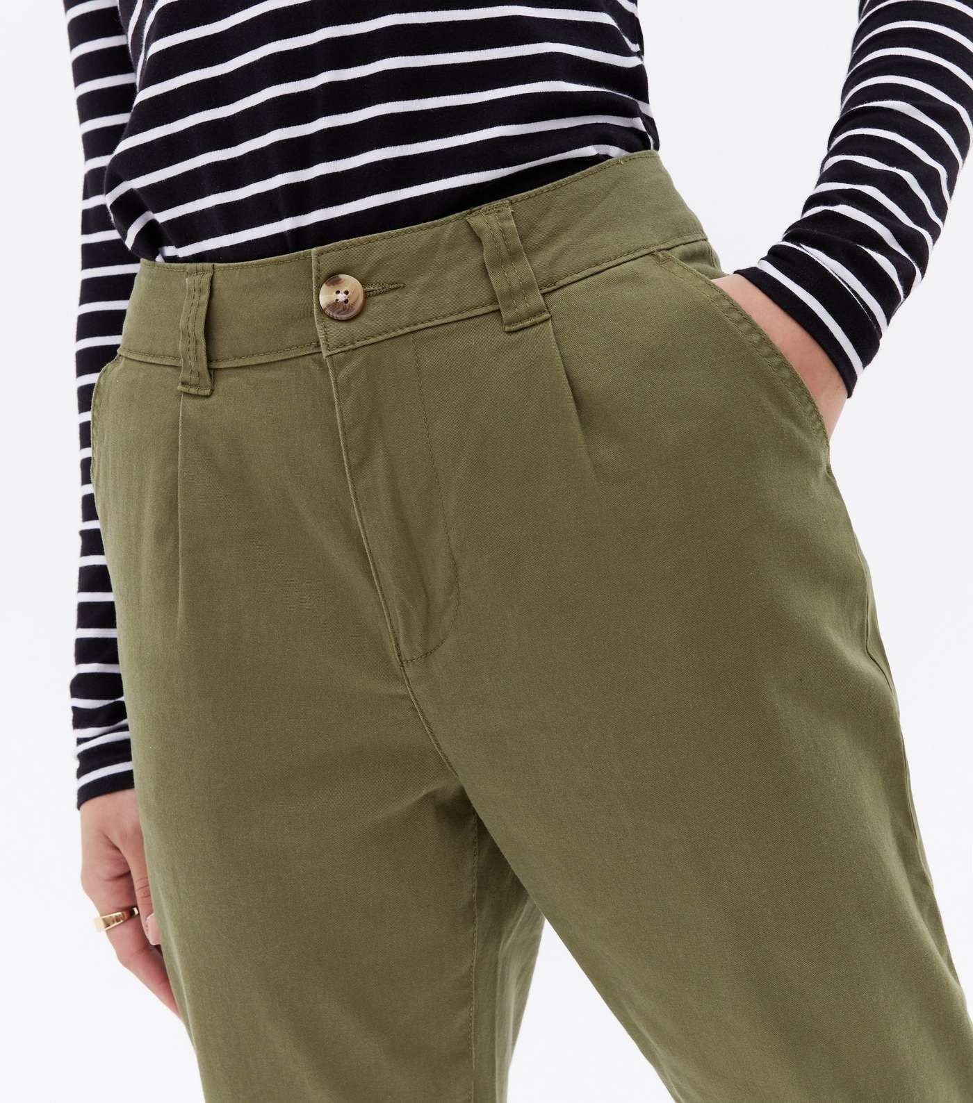 Khaki Slim Chino Trousers Image 3