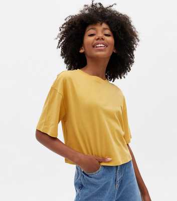 Girls Mustard Drop Shoulder Boxy T-Shirt
