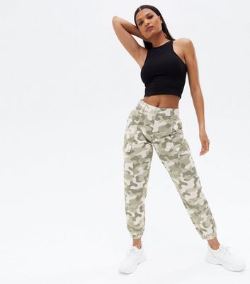 Girls Green Camo Cargo Joggers  New Look