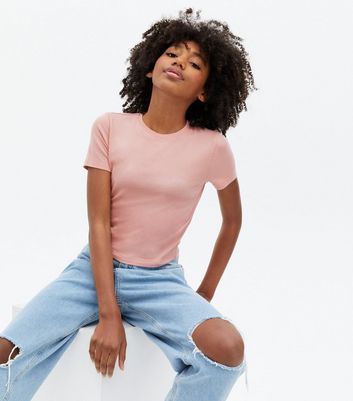 Girls Pale Pink Crew Neck Short Sleeve 