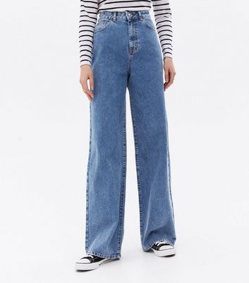 Tall Blue High Waist Wide Leg Dad Jeans 