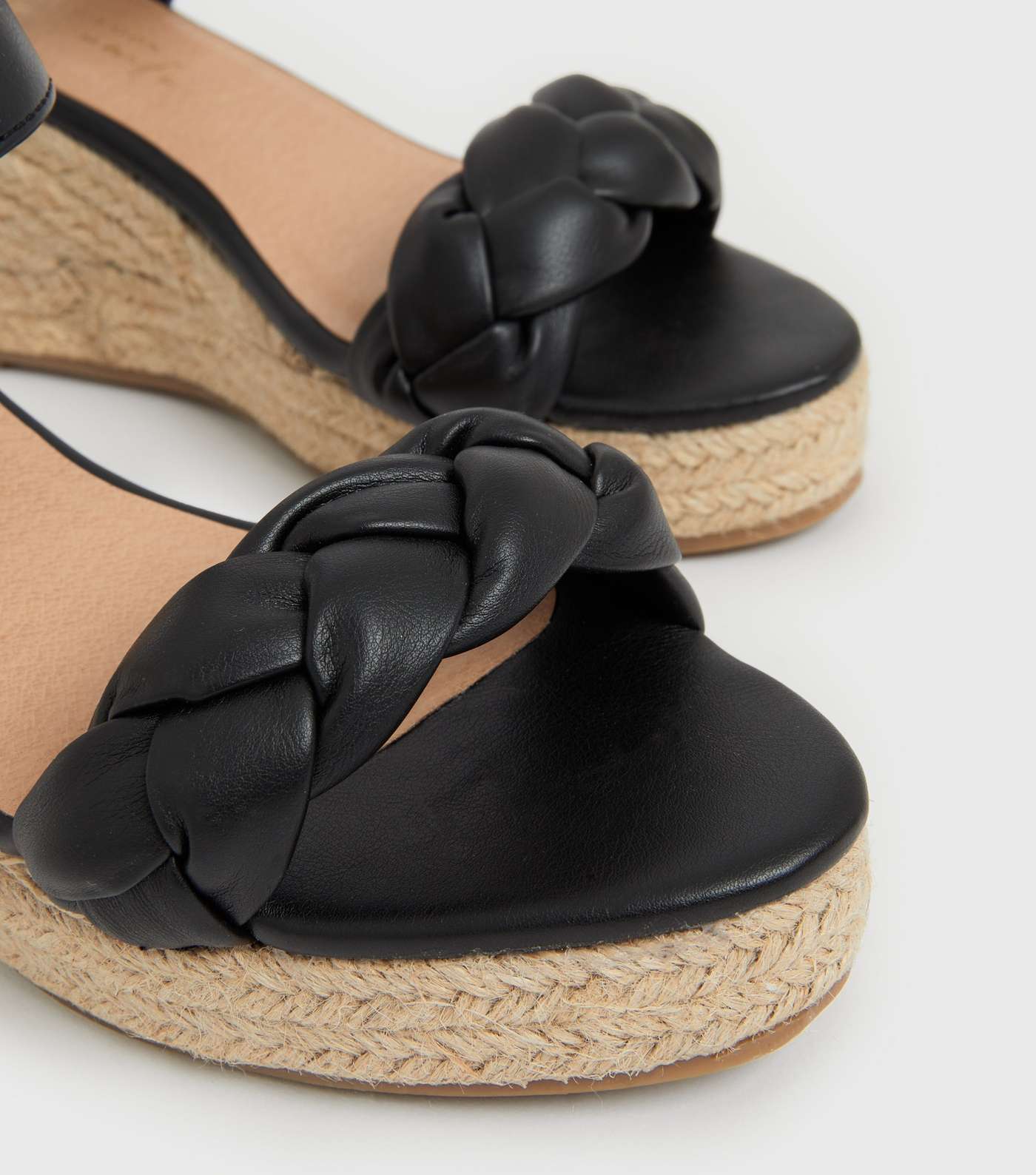Black Plaited Espadrille Wedge Sandals Image 4