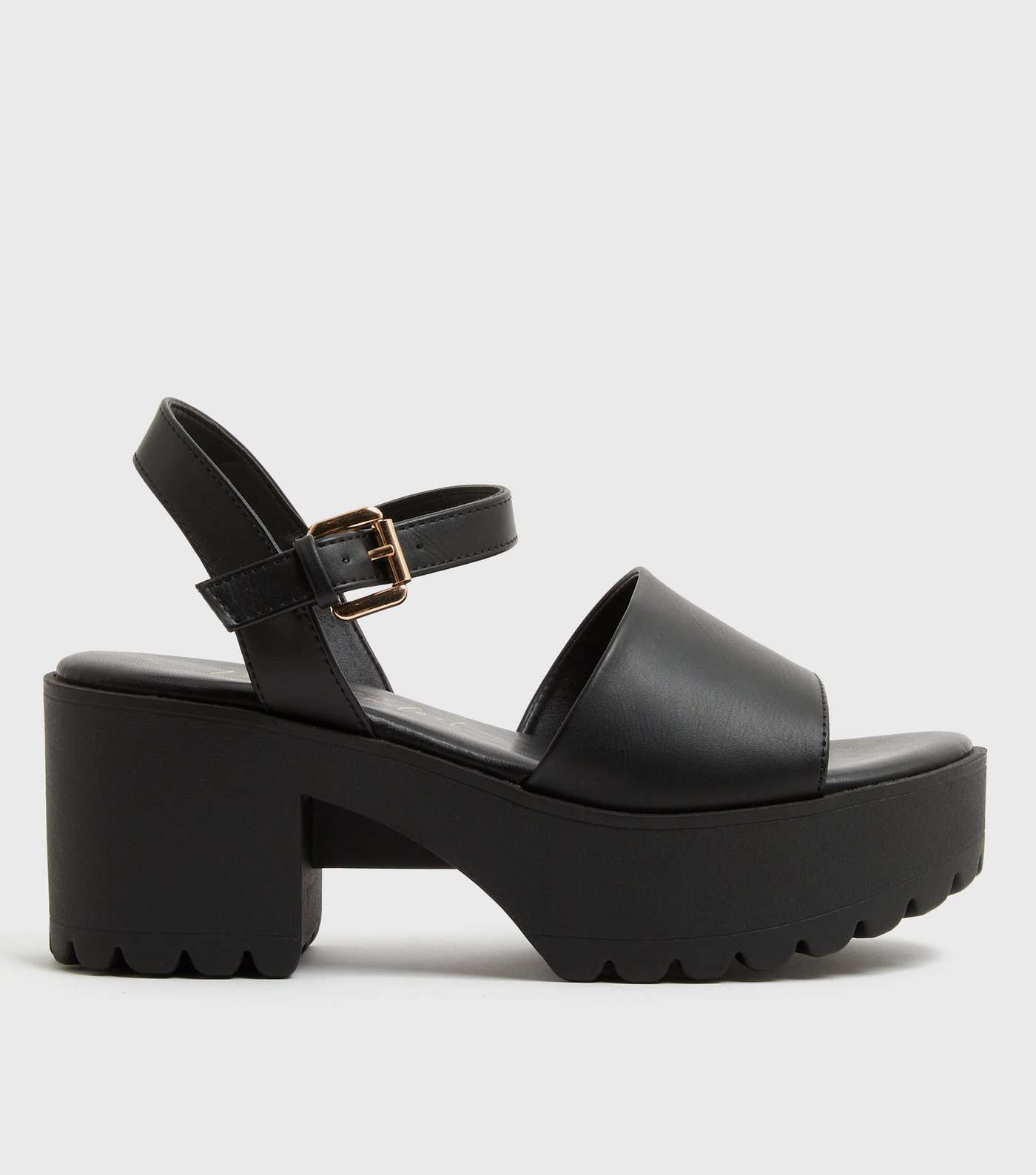 Black Block Heel Platform Sandals