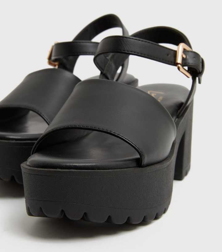 black platform sandals leather