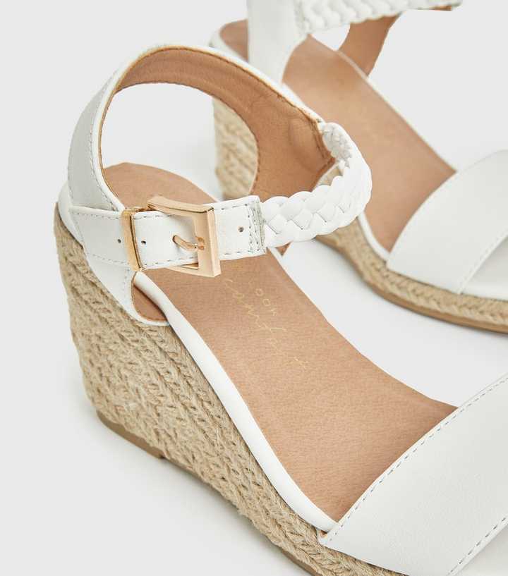 Wide Fit White 2 Part Espadrille Wedge Sandals | New Look