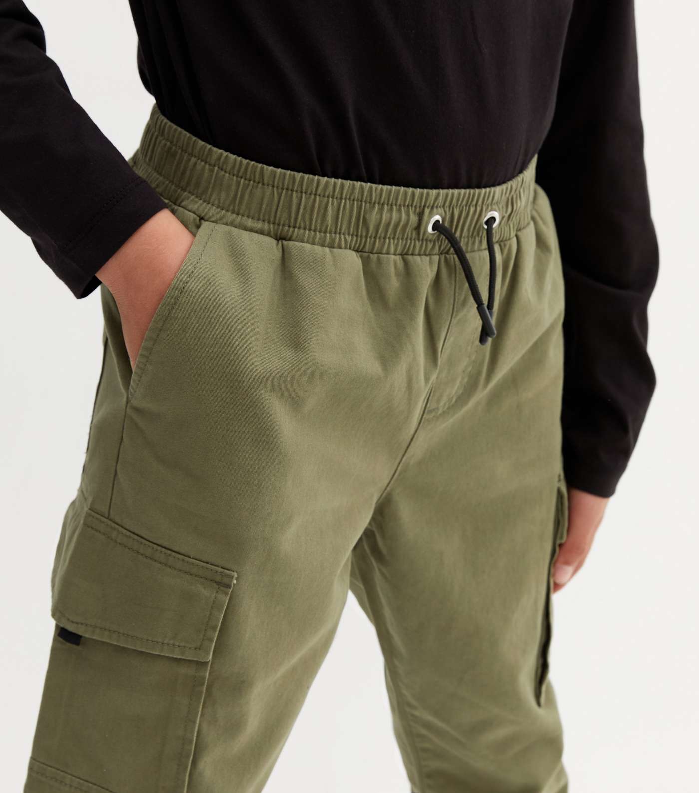 Boys Khaki Cargo Trousers Image 3