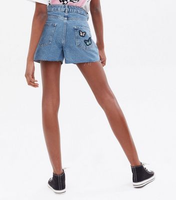 Topshop ripped denim hot sale mom shorts