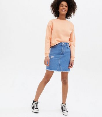 Pull and bear ripped denim skirt sale