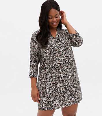 ONLY Dark Grey Ditsy Floral Tunic Dress