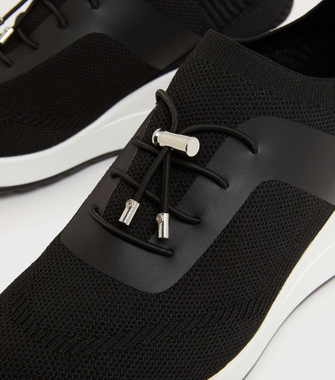 Black Knit Toggle Wedge Trainers Image 4