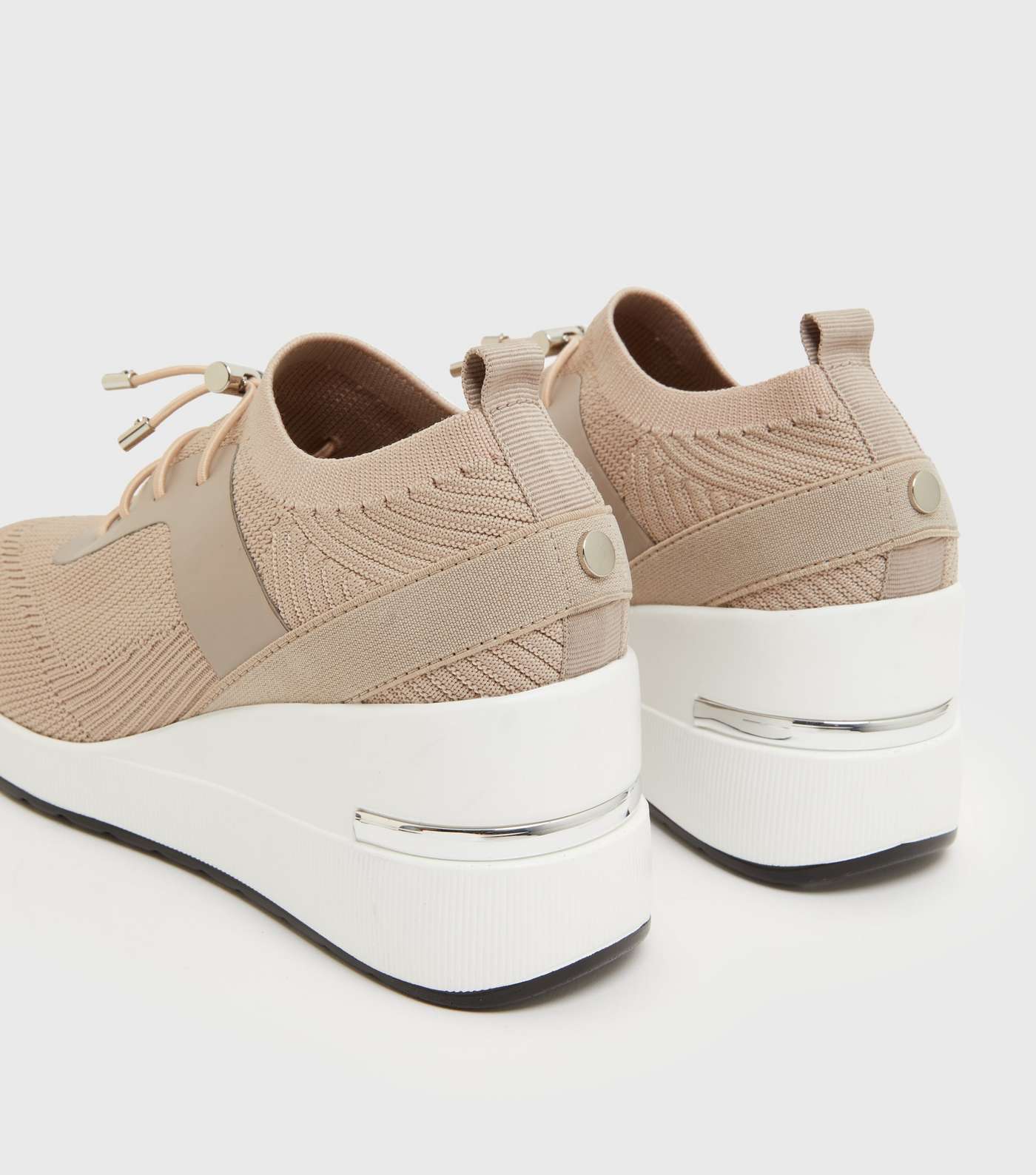 Light Brown Knit Toggle Wedge Trainers Image 4