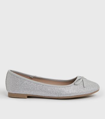 shop for Wide Fit Silver Glitter Ballet Pumps New Look Vegan at Shopo