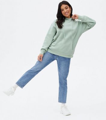 Petite Light Green Pocket Front Hoodie New Look