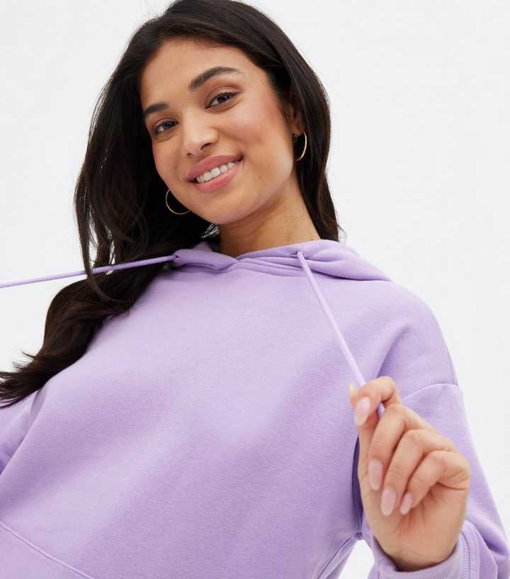 Petite Light Purple Pocket Front Hoodie | New Look