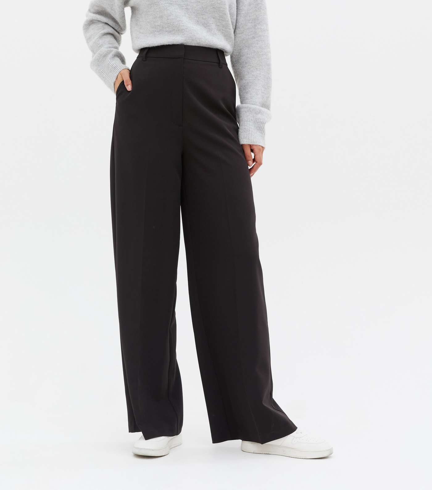 Tall Black Wide Leg Trousers Image 2