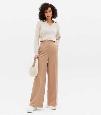 Tall Camel Wide Leg Trousers