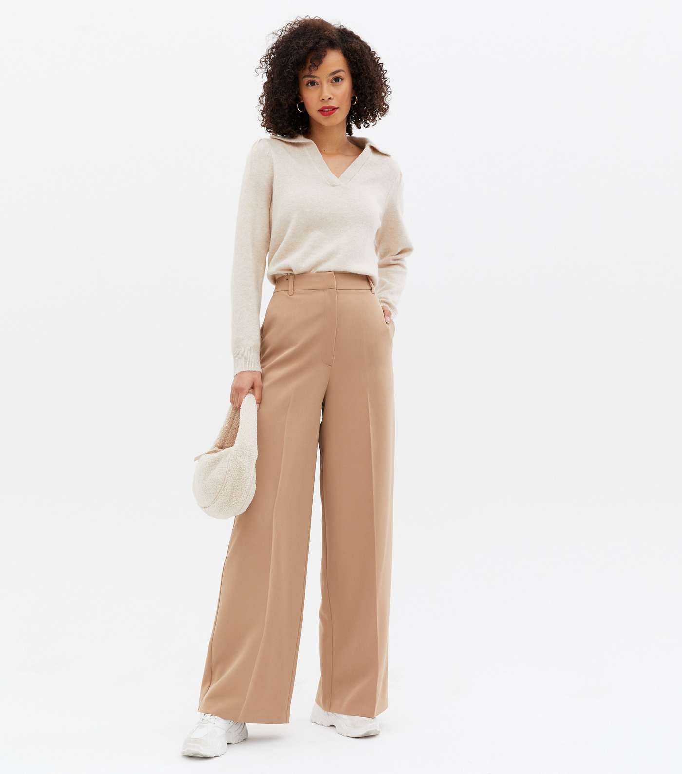 Tall Camel Wide Leg Trousers