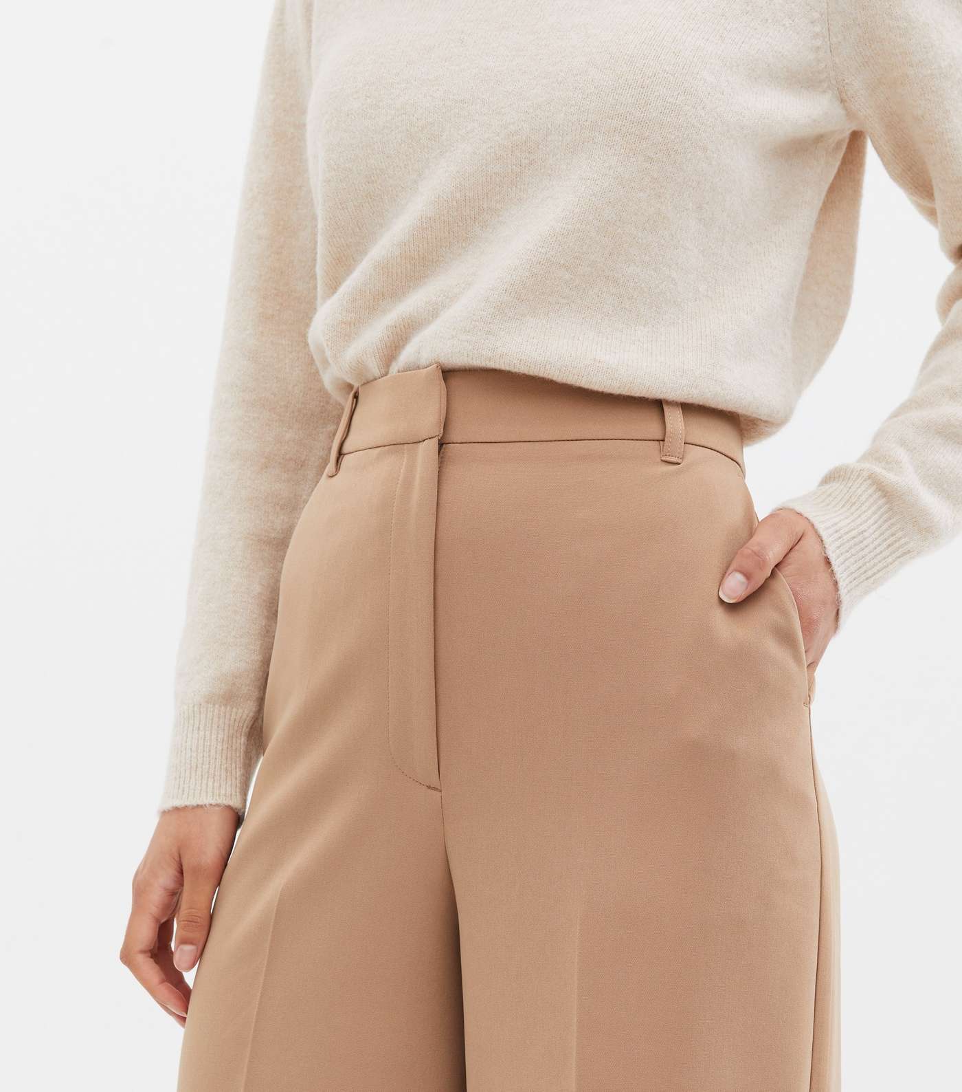 Tall Camel Wide Leg Trousers Image 3