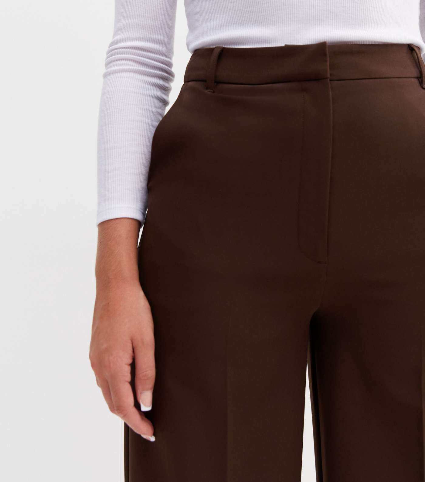 Tall Dark Brown Wide Leg Trousers Image 3