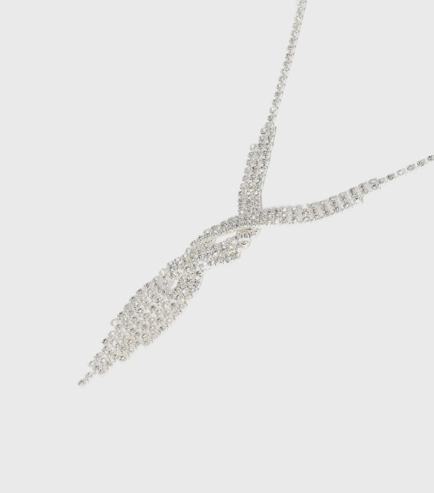 Silver Diamanté Twist Tassel Necklace Image 2