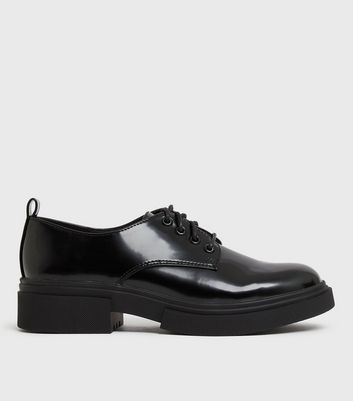 shop for Black Patent Chunky Lace Up Shoes New Look Vegan at Shopo