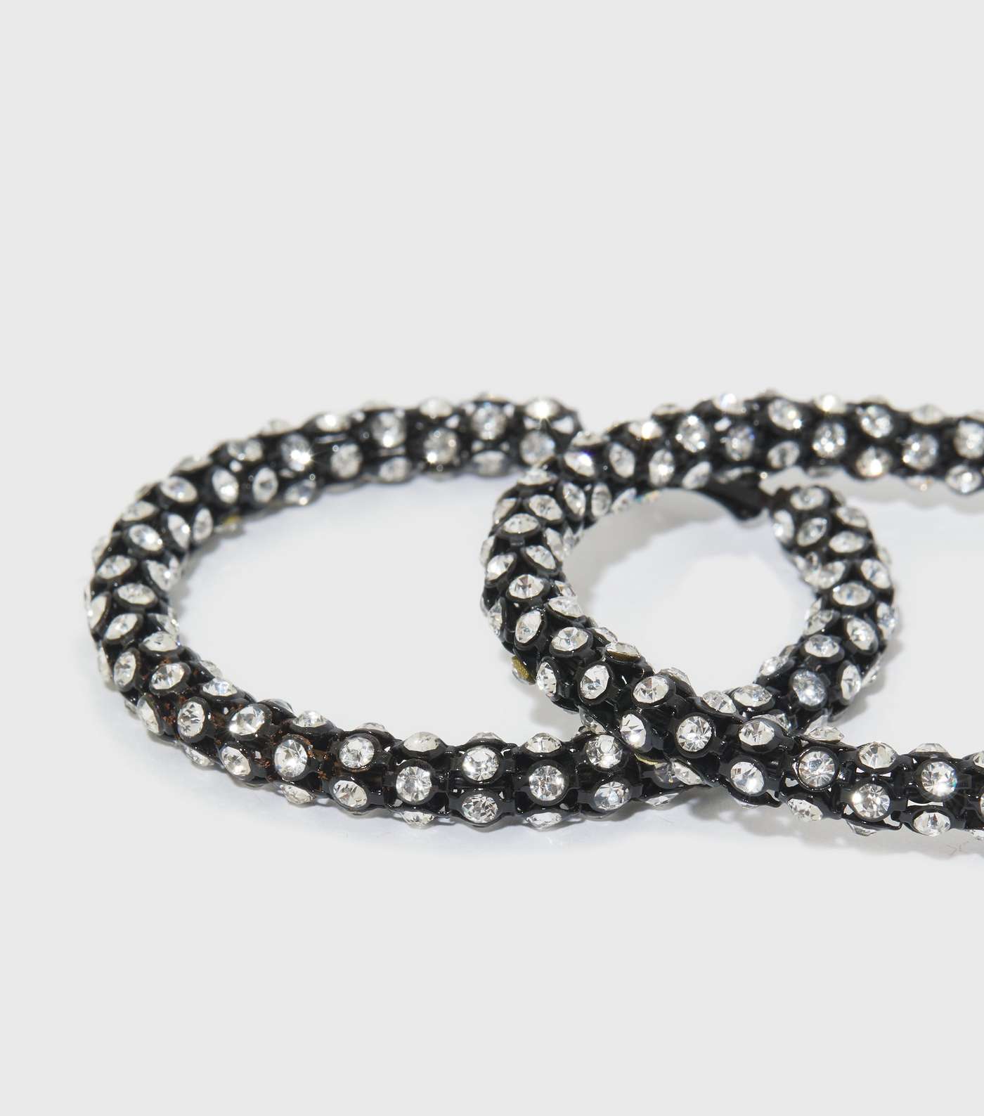 Black Diamanté Hoop Earrings Image 2