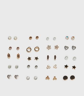 Damen Accessoires 20 Pack Multicoloured Diamanté Mixed Stud Earrings