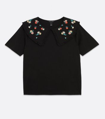 Cutwork Floral Embroidered Top Black, Tops & T-shirts