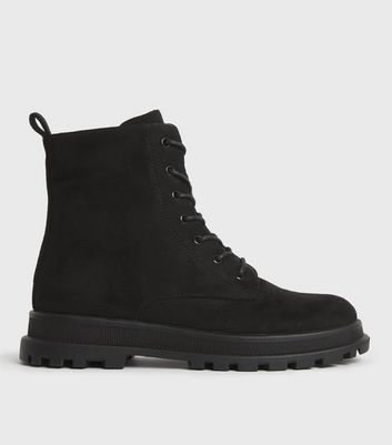 Black Suedette Lace Up Ankle Boots New Look Vegan