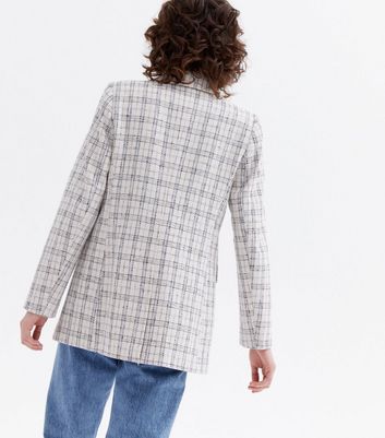Click to view product details and reviews for Off White Check Bouclé Blazer New Look.