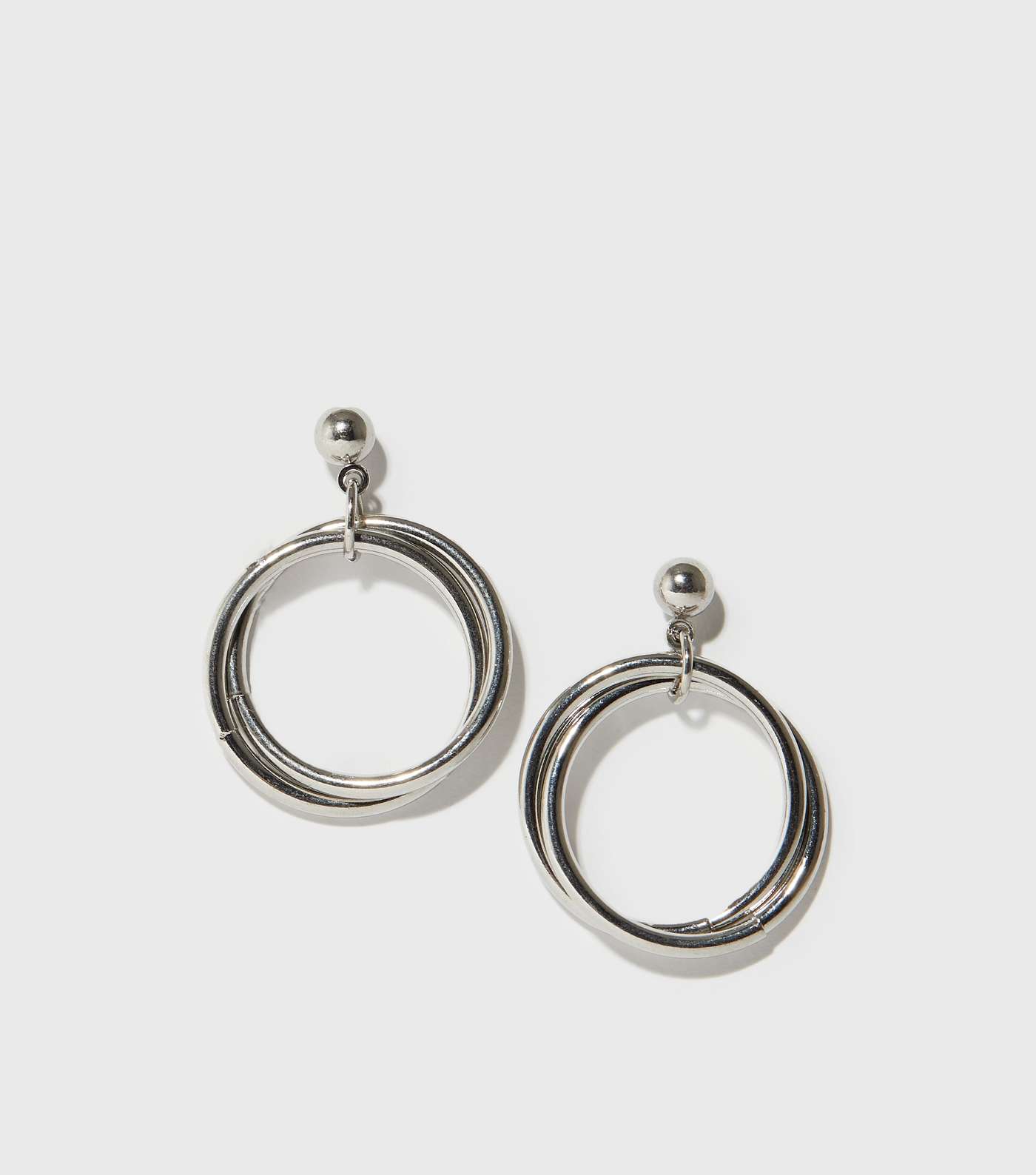 Silver Linked Hoop Earrings Image 2