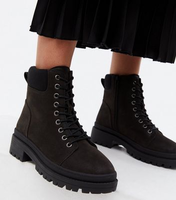 Click to view product details and reviews for Black Lace Up Front Chunky Boots New Look Vegan.