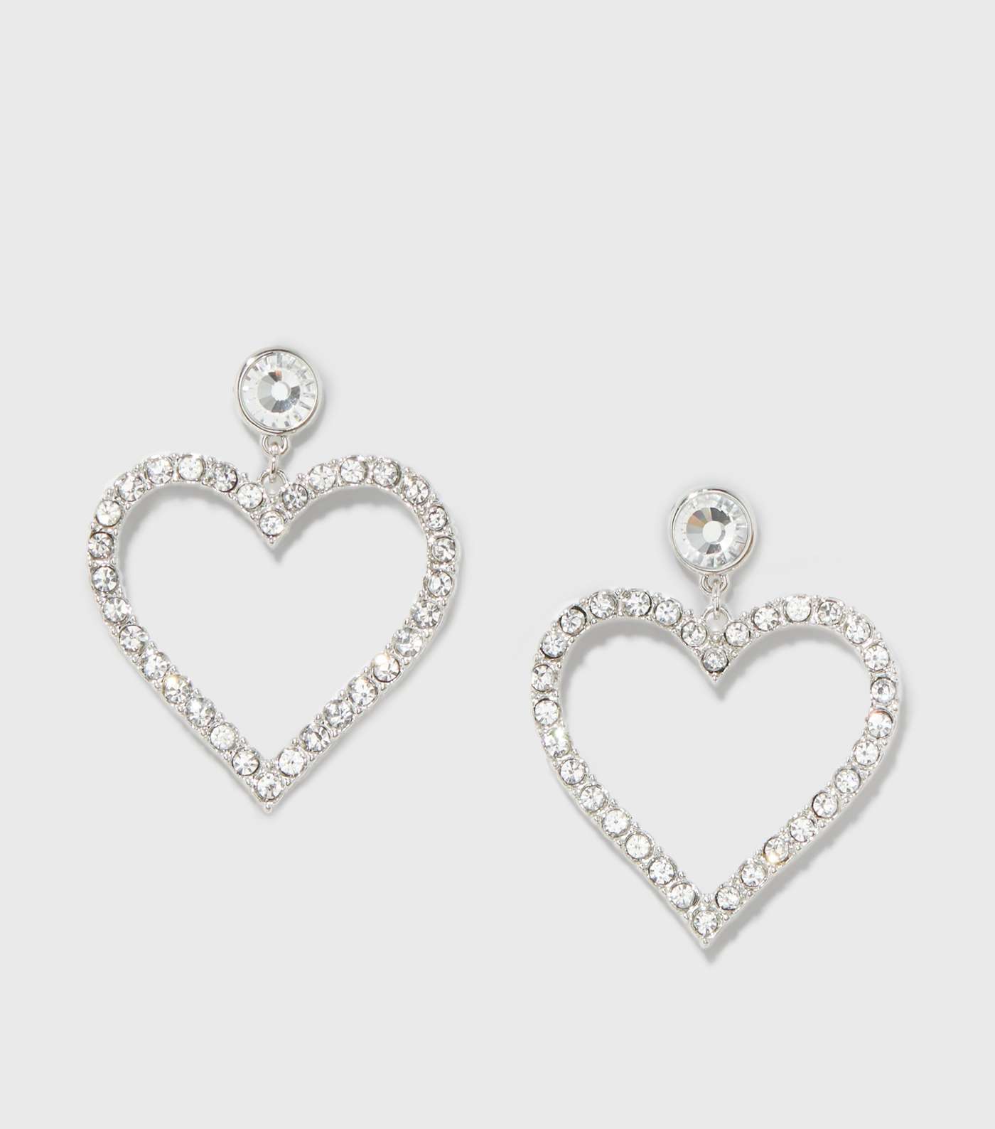 Silver Diamanté Embellished Heart Doorknocker Earrings Image 2