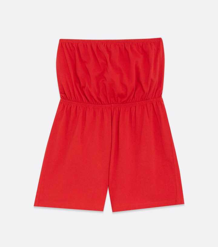 Red Jersey Bandeau Playsuit