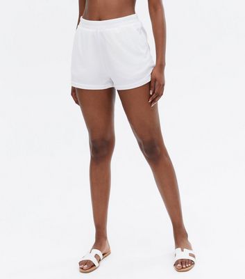 Click to view product details and reviews for White Towelling Beach Shorts New Look.