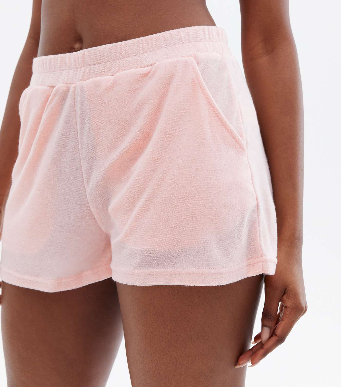 Pink Towelling Beach Shorts Image 3
