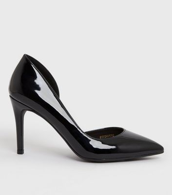 Click to view product details and reviews for Black Patent Pointed Stiletto Heel Court Shoes New Look Vegan.