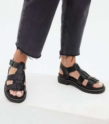 Black Caged Chunky Sandals | New Look