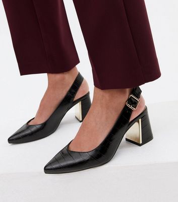 Black slingback best sale block heels