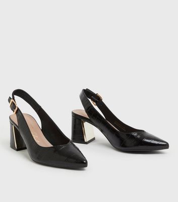 Black slingback hotsell block heels