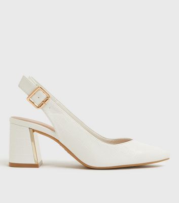 White slingback block on sale heels