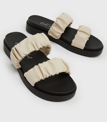 Mango ruched striped online sandals uk