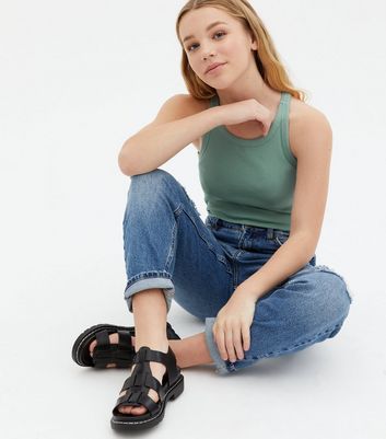 Girls Light Green Ribbed Racer Vest