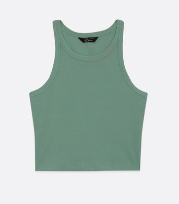 Girls Light Green Ribbed Racer Vest 