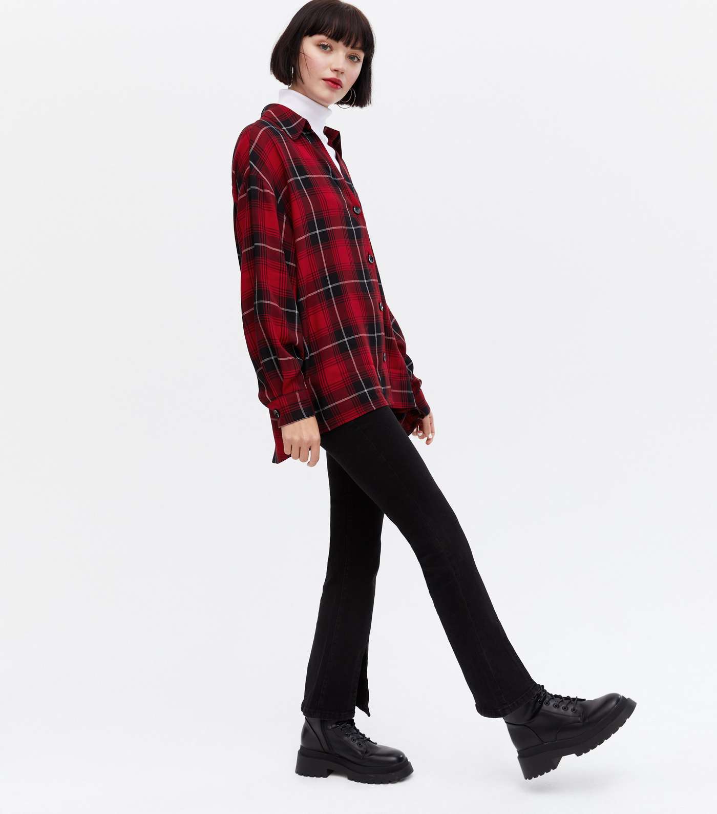 Red Check Oversized Shirt Image 2